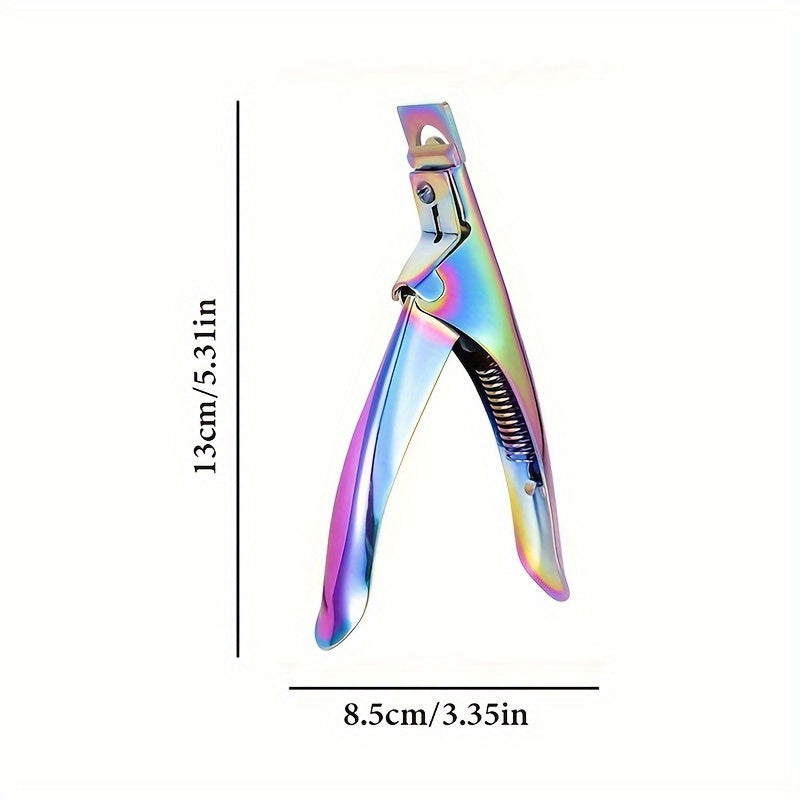 4pcs Iridescent Stainless Steel Nail Care Kit - Rainbow Manicure & Pedicure Set with Cuticle Pusher, Tweezers, Edge Cutter, and Dead Skin Remover Scissors, Nail Tech Supplies